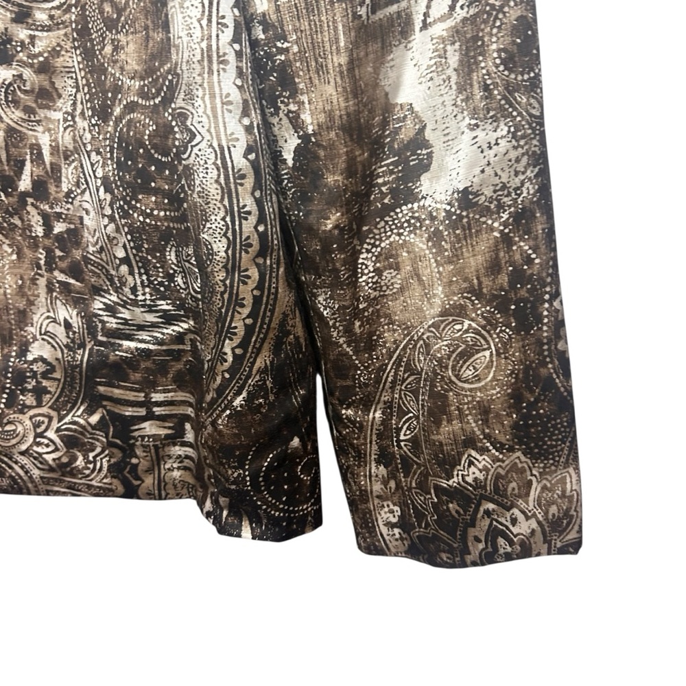 Chico’s Paisley Print Open Front Jacket Blazer Size 3 Brown Neutral - Picture 4 of 11